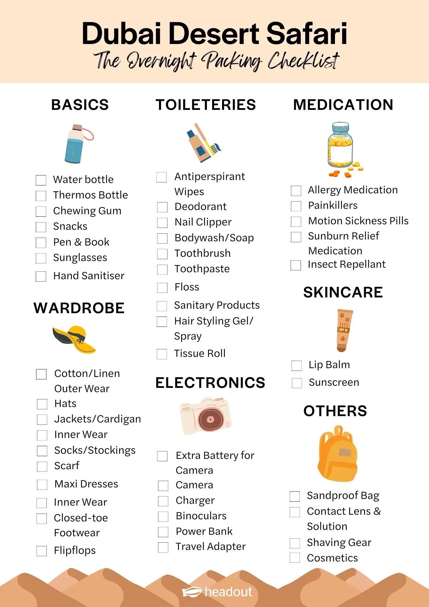 Essential items for Desert Safari