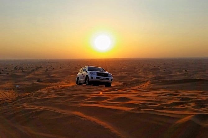 Desert Safari Dubai sunset with dune bashing